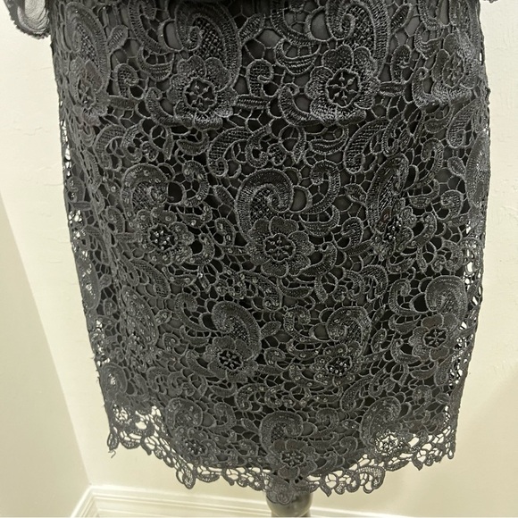 Aidan Mattox LBD Black Evening Cocktail Sequin Skirt Dress Size 6 - Picture 10 of 10